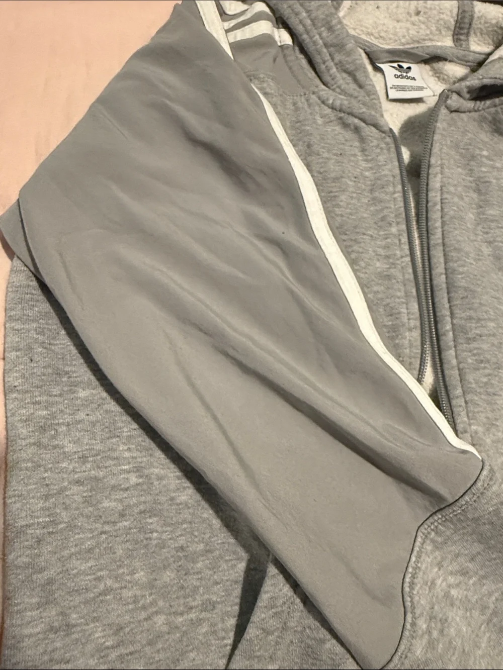 adidas Gray Kids Zip-Up Hoodie with Hood and Trefoil
